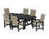POLYWOOD Coastal Woven High-Back Arm Chair 7-Piece Rustic Farmhouse Dining Set in Black / Dune Grass