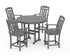 POLYWOOD Country Living Cottage 5-Piece Round Farmhouse Counter Set in Slate Grey