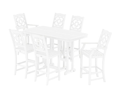 POLYWOOD Chinoiserie 7-Piece Bar Set in White