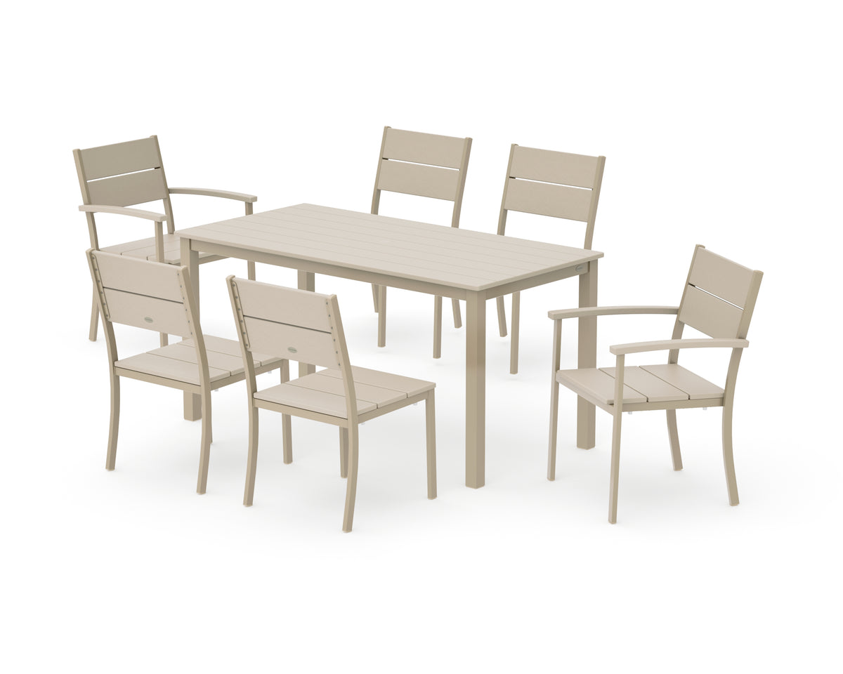 POLYWOOD Main Street 7-Piece Dining Set with Main Street 30 x 60 Dining Table in Sand / Sand