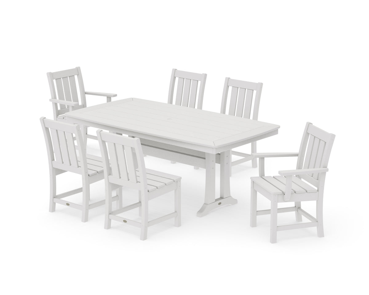 POLYWOOD Oxford 7-Piece Dining Set with Trestle Legs in Vintage White