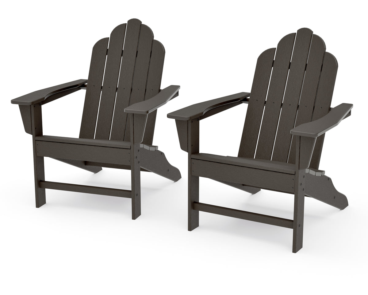 POLYWOOD Long Island Adirondack 2-Piece Set in Vintage Coffee