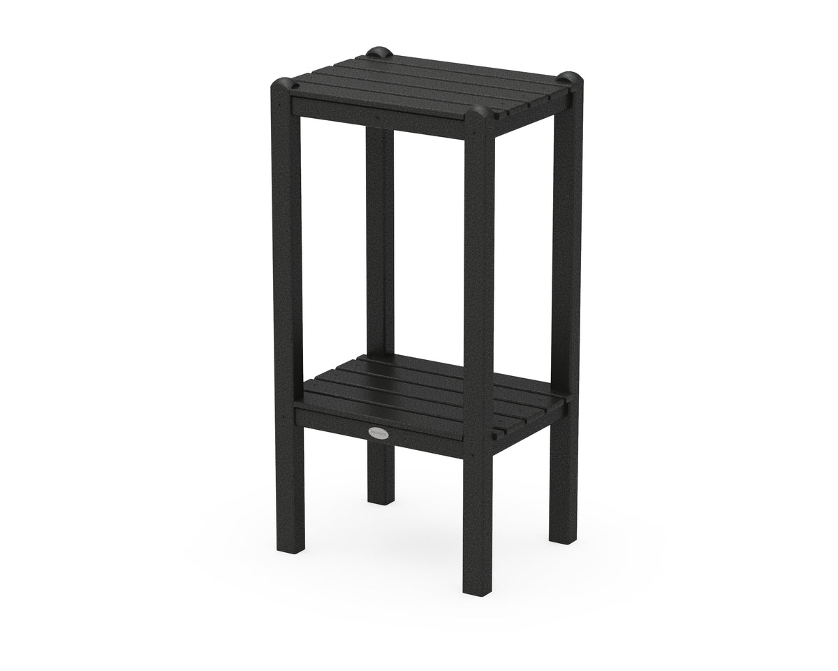 POLYWOOD Two Shelf Bar Side Table in Black