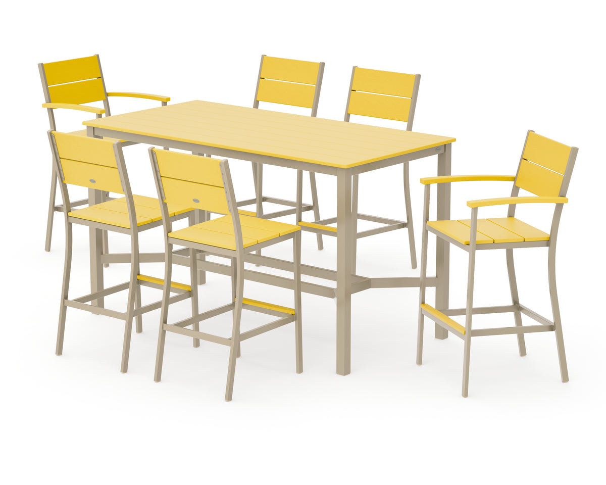 POLYWOOD Main Street 7-Piece Bar Set in Sand / Lemon