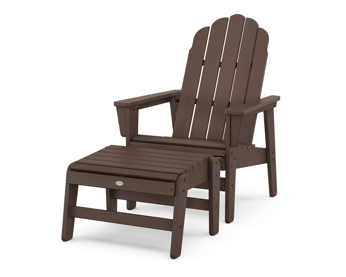 POLYWOOD Vineyard Grand Upright Adirondack Chair with Ottoman in Mahogany