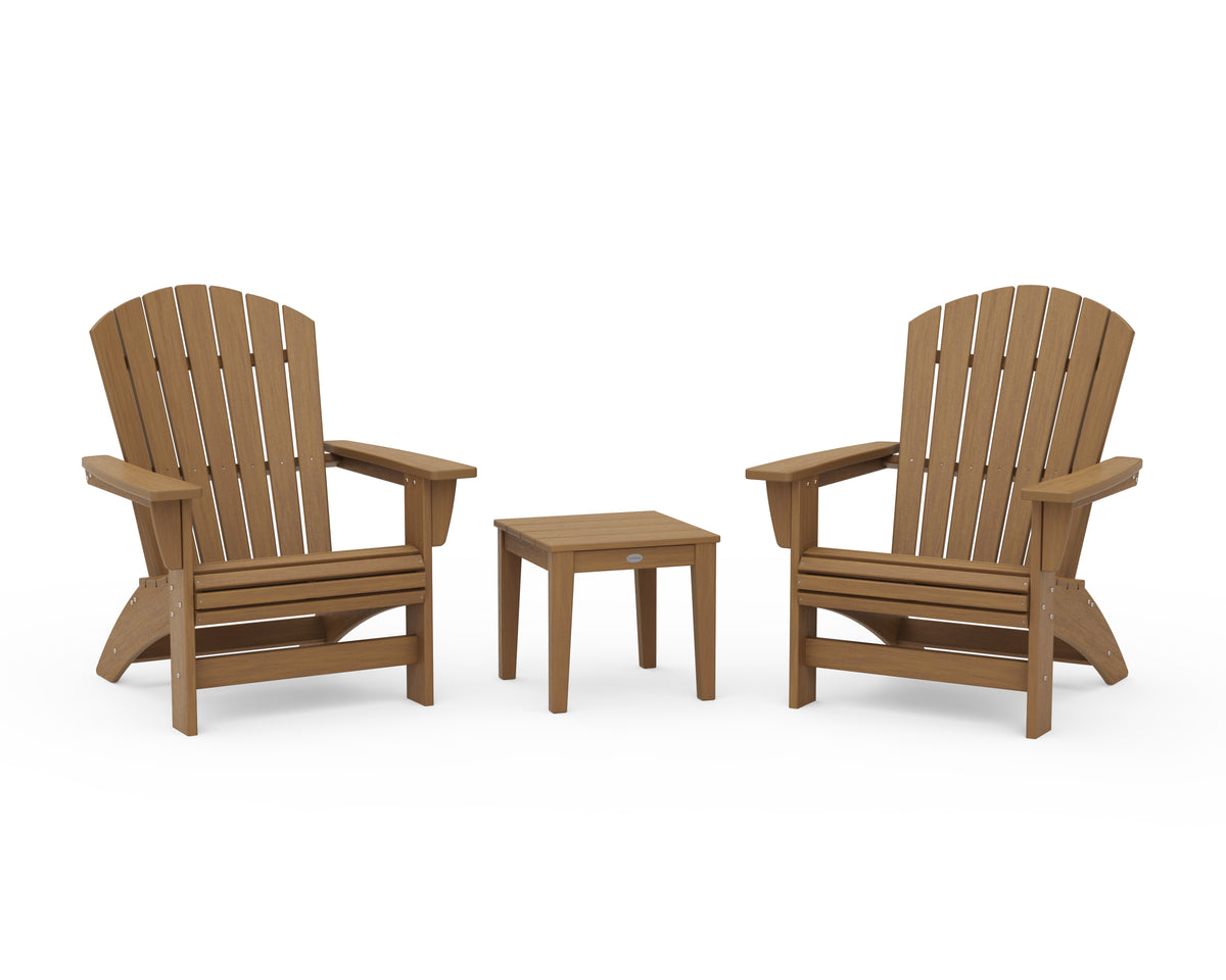 POLYWOOD 3-Piece Nautical Grand Adirondack Set in Natural