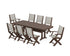 POLYWOOD Coastal Folding 9-Piece Dining Set with Trestle Legs in Mahogany / Birch