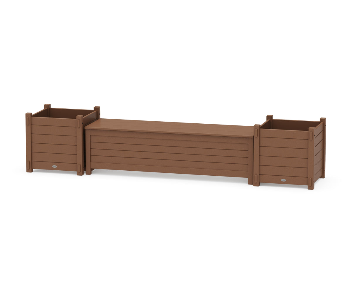 POLYWOOD 60" Nautical Straight Planter Storage Bench Set - Large in Teak