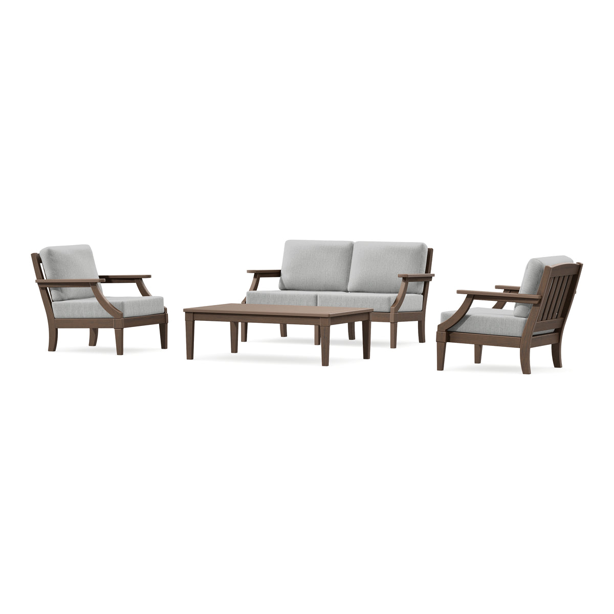 POLYWOOD PW Designer Series Estate Lounge 4-Piece Loveseat Set in Kona / Granite