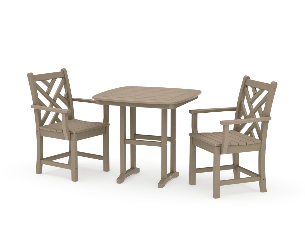 POLYWOOD Chippendale 3-Piece Dining Set in Vintage Sahara