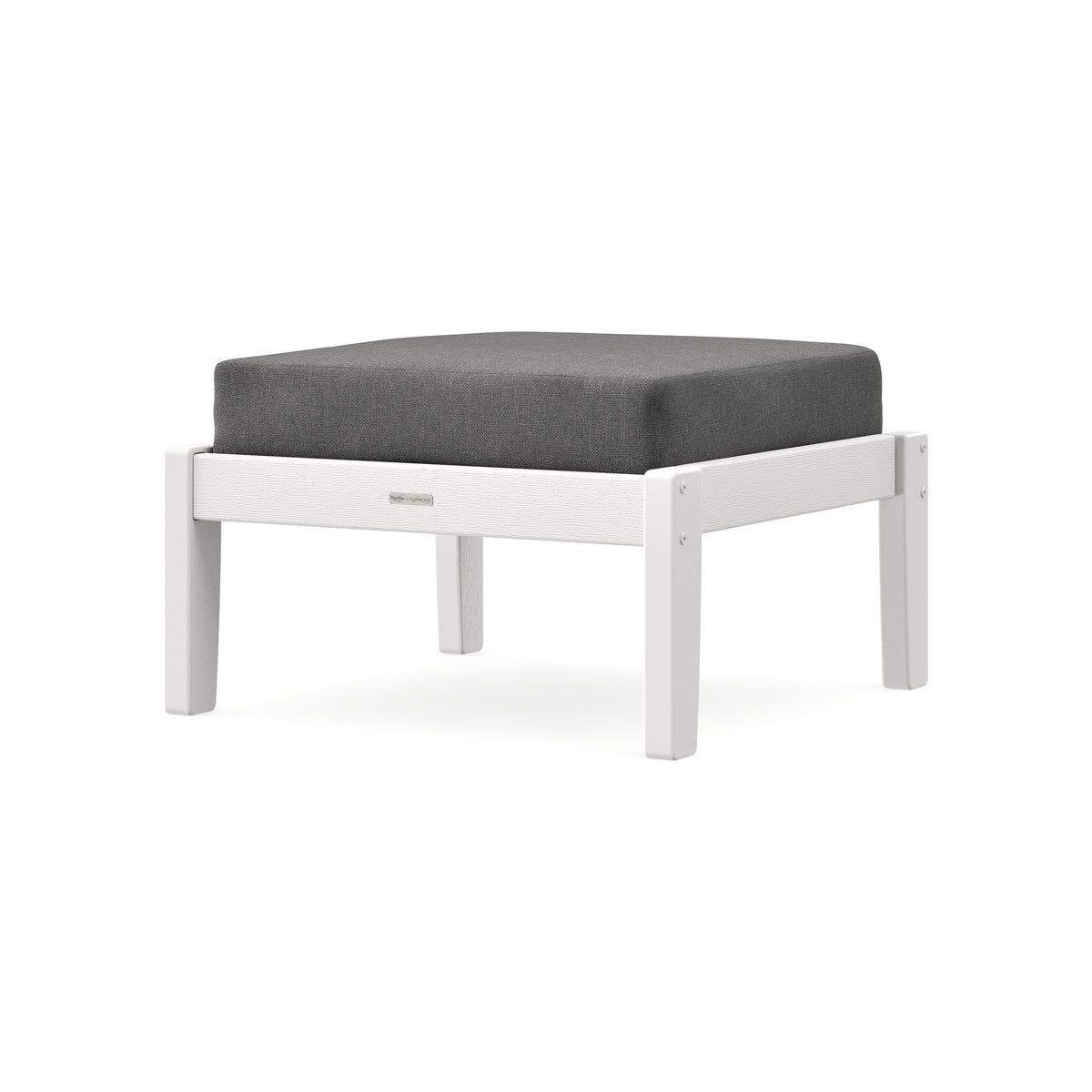 POLYWOOD Chinoiserie Deep Seating Ottoman in Vintage White / Ash Charcoal
