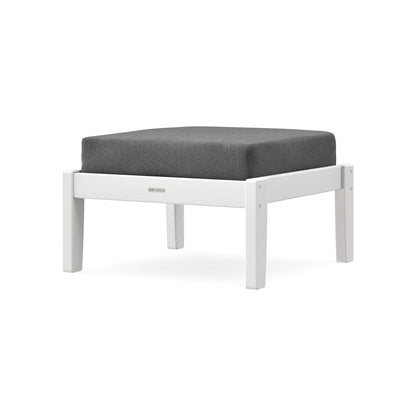 POLYWOOD Chinoiserie Deep Seating Ottoman in Vintage White / Ash Charcoal