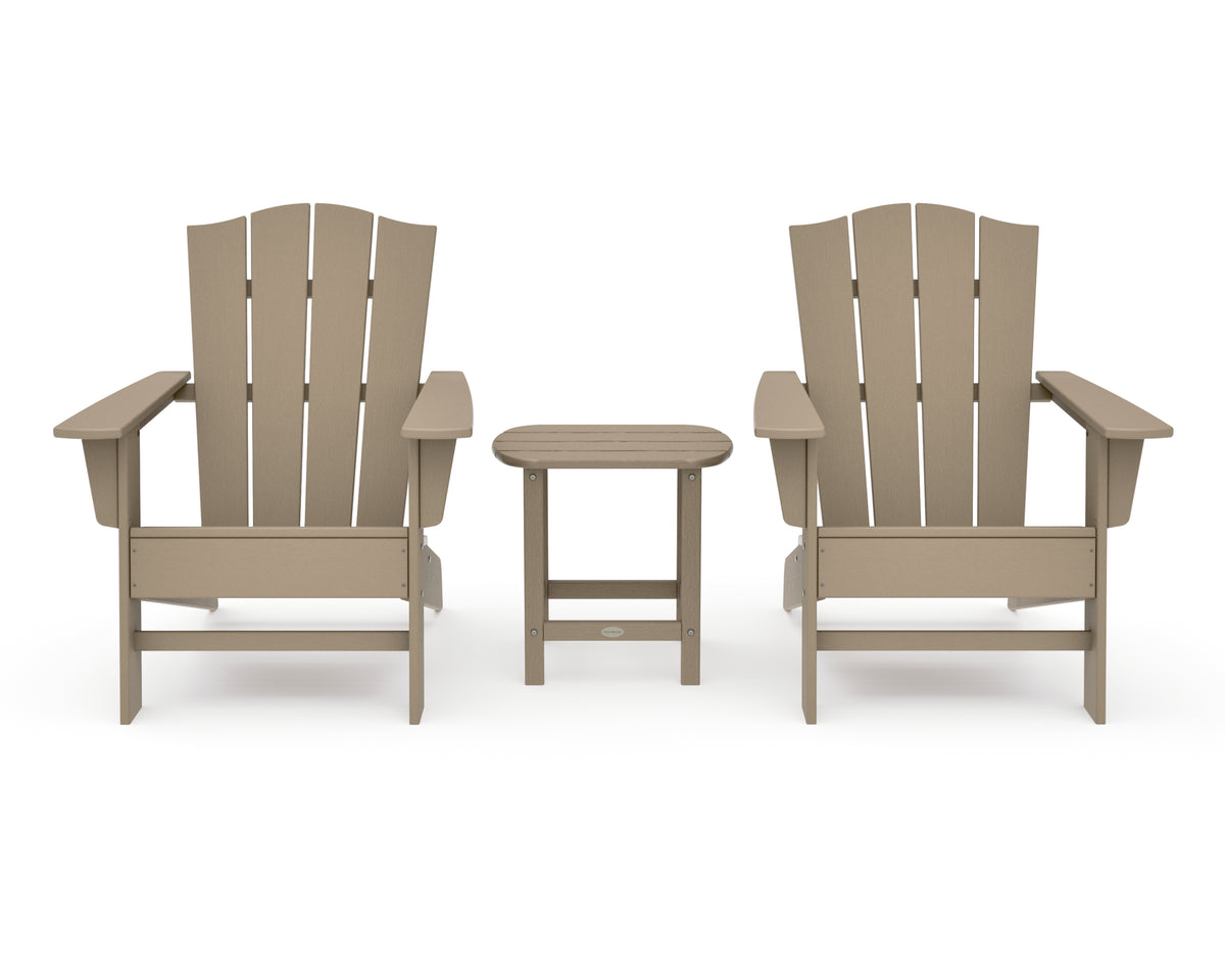 POLYWOOD Wave 3-Piece Adirondack Chair Set with The Crest Chairs in Vintage Sahara