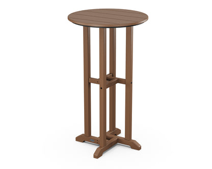 POLYWOOD 24" Round Farmhouse Bar Bistro Table in Teak