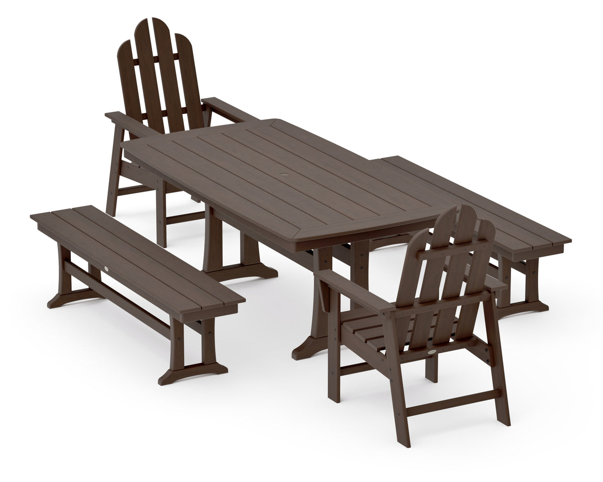 POLYWOOD Long Island 5-Piece Dining Set with Trestle Legs - 38" x 73" Table in Kona