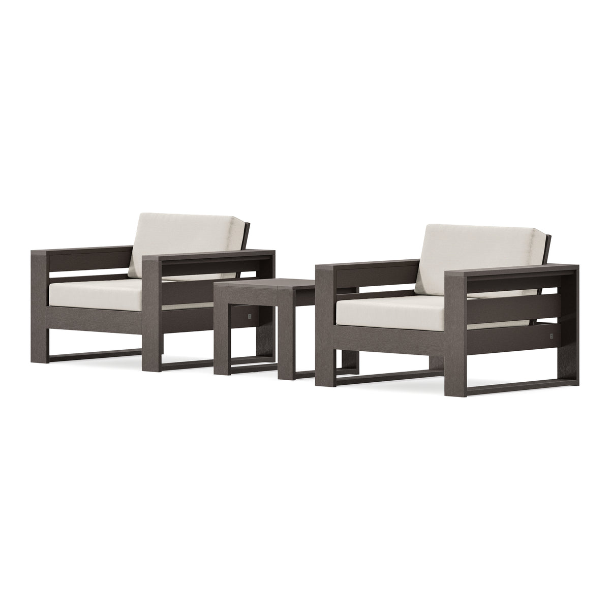 POLYWOOD PW Designer Series Latitude 3-Piece Lounge Chair Set in Vintage Coffee / Dune Burlap