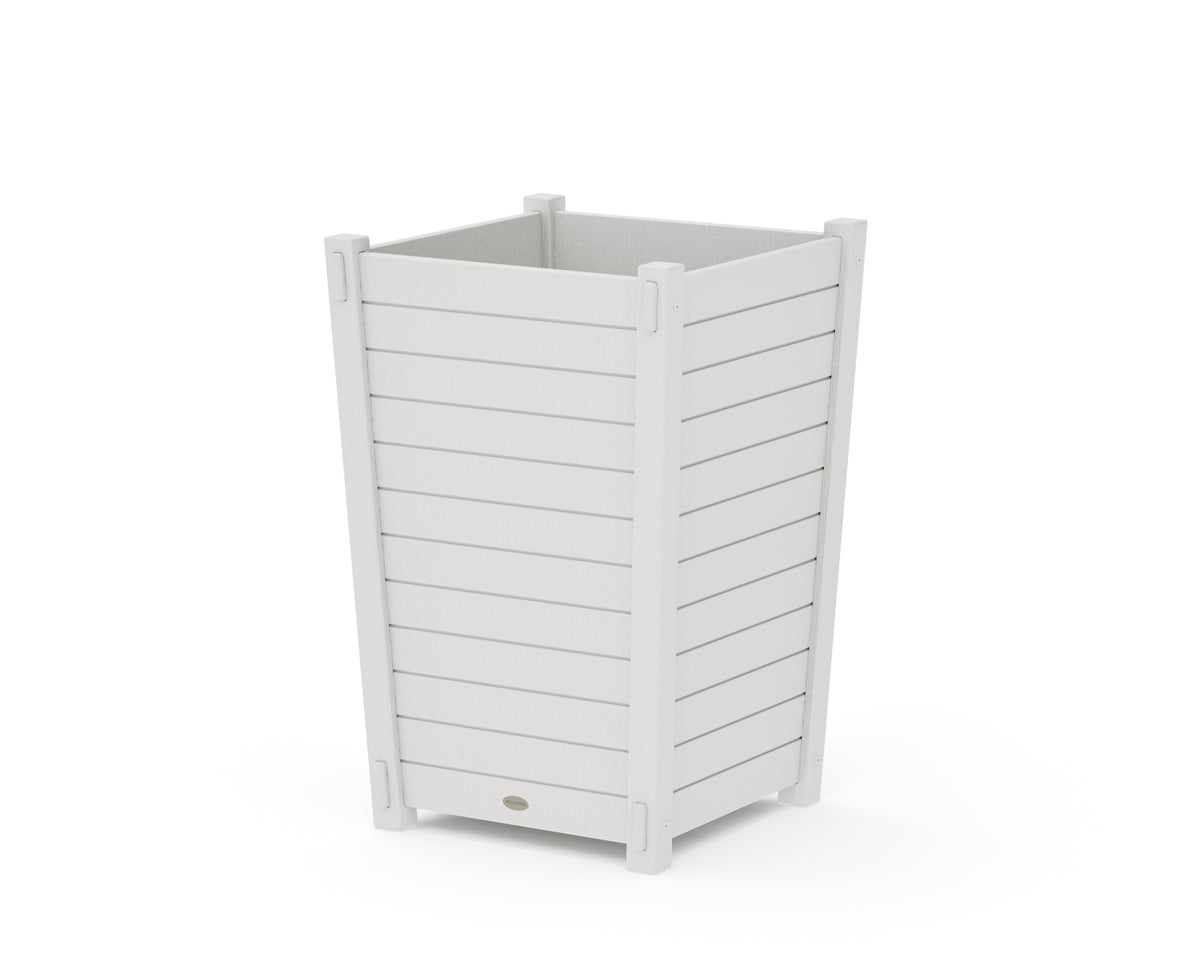 POLYWOOD Nautical Large Tapered Square Planter Box in Vintage White