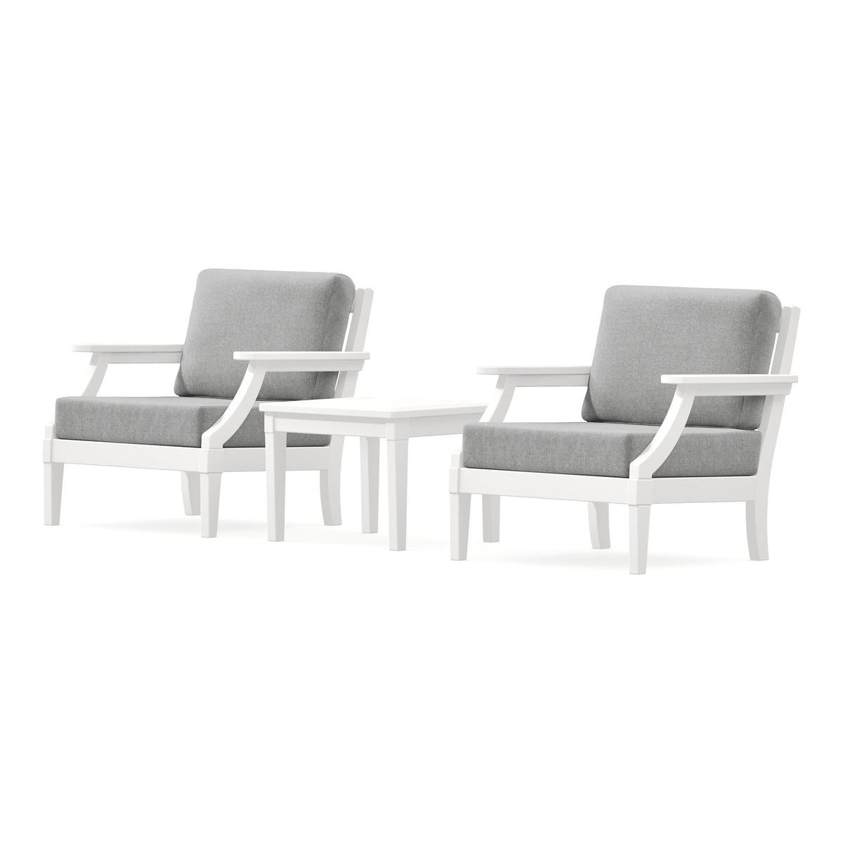 POLYWOOD PW Designer Series Estate 3-Piece Lounge Chair Set in Vintage White / Grey Mist