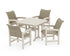 POLYWOOD Coastal Woven 5-Piece Dining Set with Trestle Legs in Sand / Dune Grass