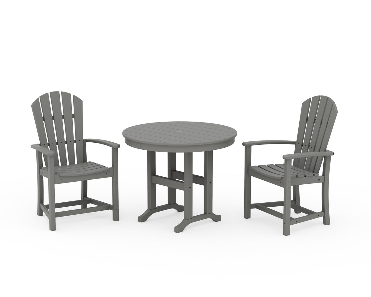 POLYWOOD Palm Coast 3-Piece Round Farmhouse Dining Set in Slate Grey