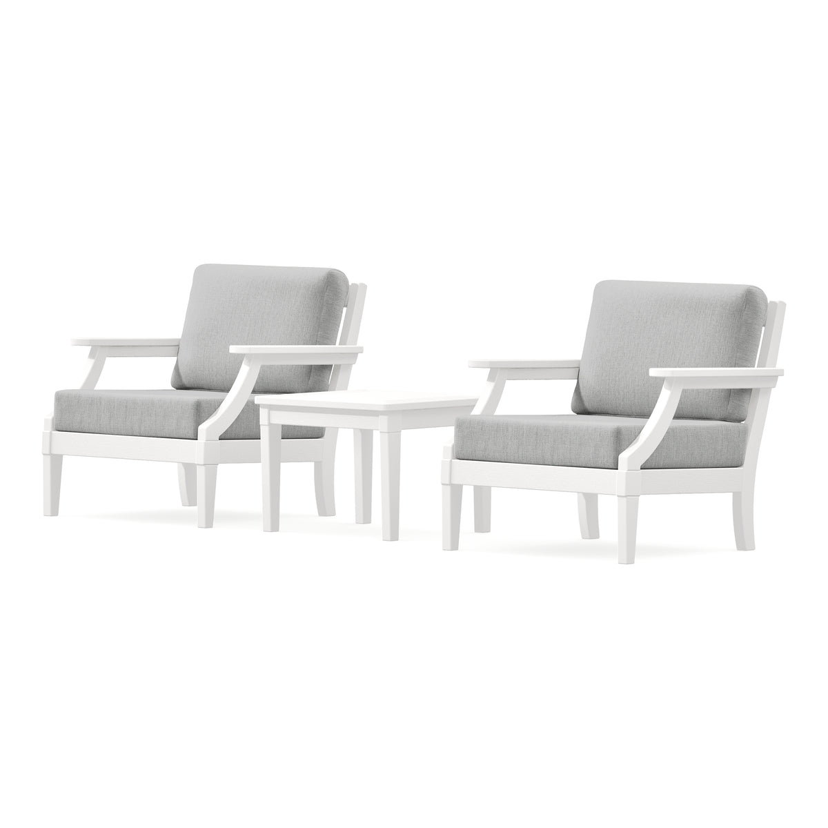 POLYWOOD PW Designer Series Estate 3-Piece Lounge Chair Set in Vintage White / Granite