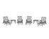 POLYWOOD Chippendale 6-Piece Chaise Set with Arms and Wheels in Slate Grey