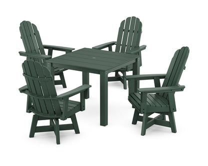 POLYWOOD Vineyard Curveback Adirondack 5-Piece Parsons Swivel Dining Set in Green