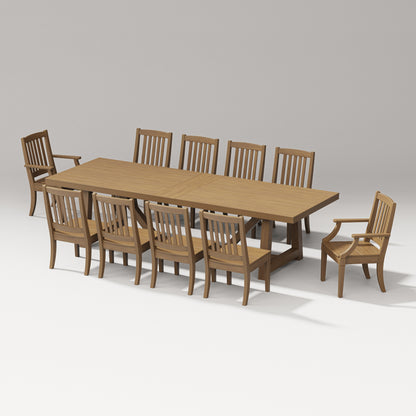 POLYWOOD Estate 11-Piece A-Frame Table Dining Set - 120" Table in Natural