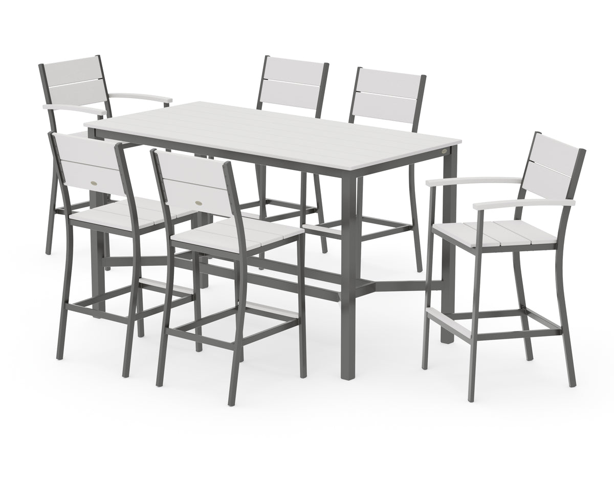 POLYWOOD Main Street 7-Piece Bar Set in Charcoal / Vintage White