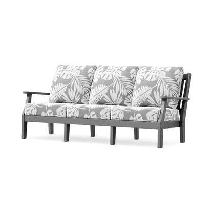 POLYWOOD Chinoiserie Deep Seating Sofa in Slate Grey / Leaf Grey Mist