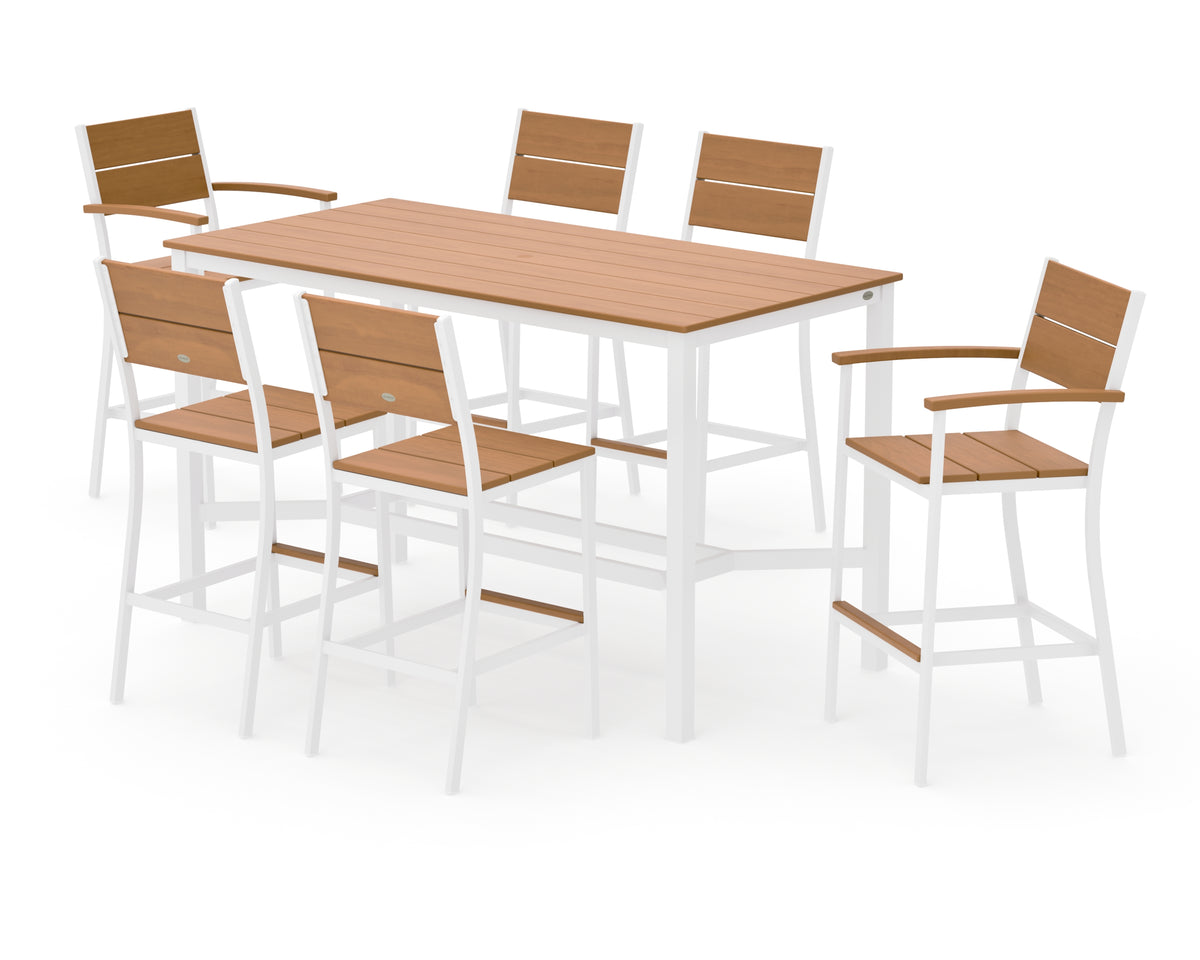 POLYWOOD Main Street 7-Piece Bar Set in White / Natural