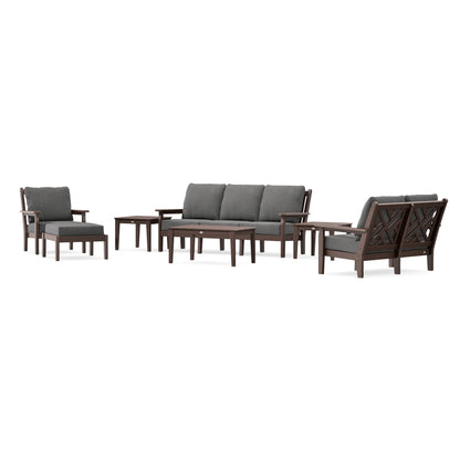 POLYWOOD Chippendale 7-Piece Deep Seating Set in Mahogany
