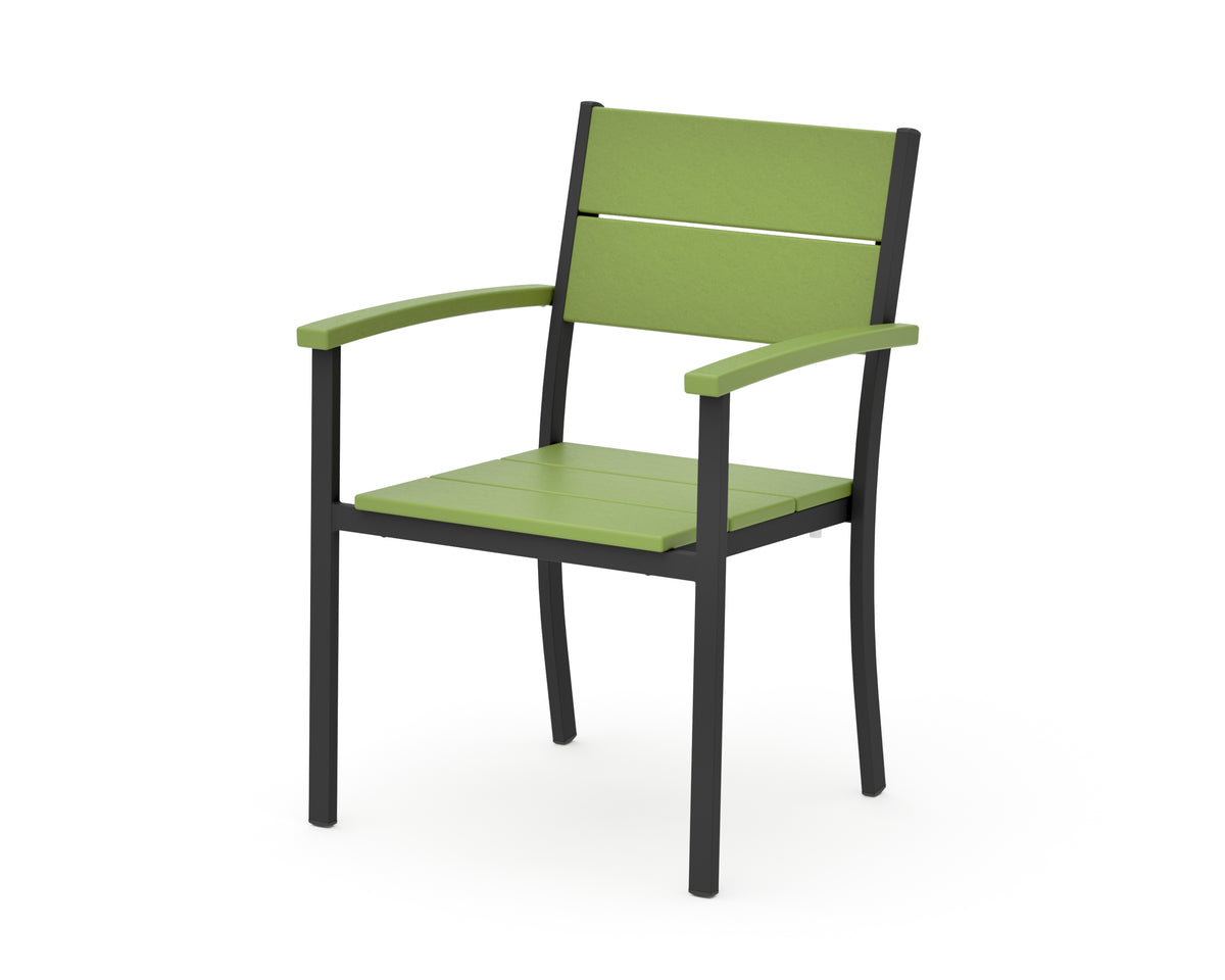 POLYWOOD Main Street Stacking Dining Arm Chair in Black / Lime