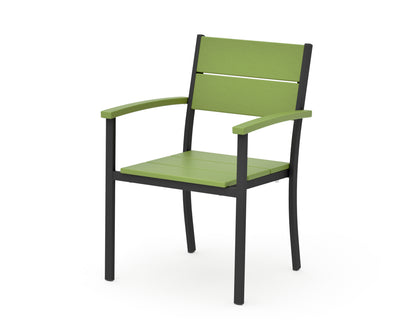 POLYWOOD Main Street Stacking Dining Arm Chair in Black / Lime