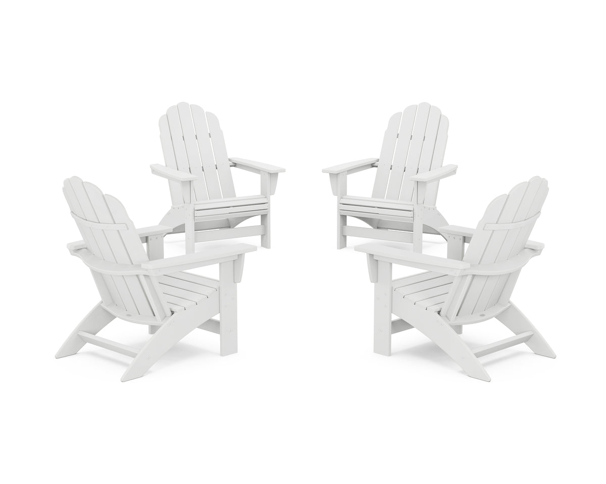 POLYWOOD 4-Piece Vineyard Grand Adirondack Chair Conversation Set in White