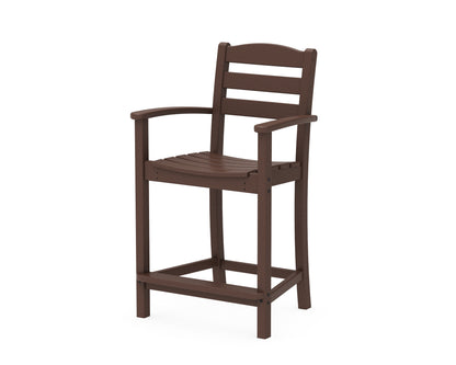 POLYWOOD La Casa Café Counter Arm Chair in Mahogany