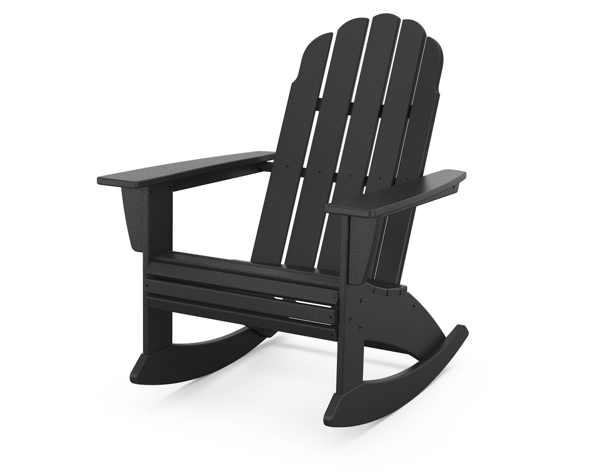 POLYWOOD Vineyard Curveback Adirondack Rocking Chair in Black