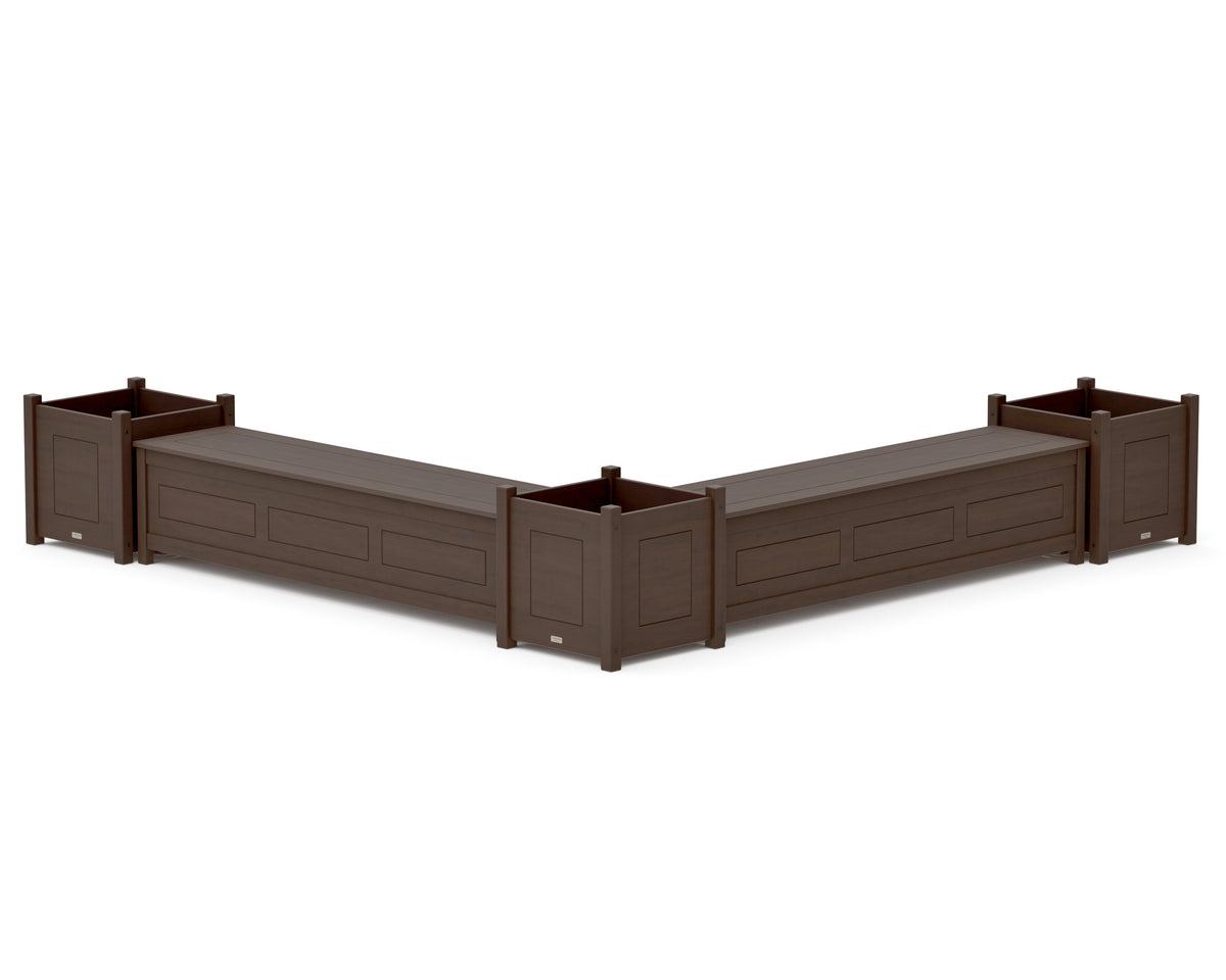 POLYWOOD 72" Country Living L-Shaped Planter Storage Bench Corner Set - Large in Kona
