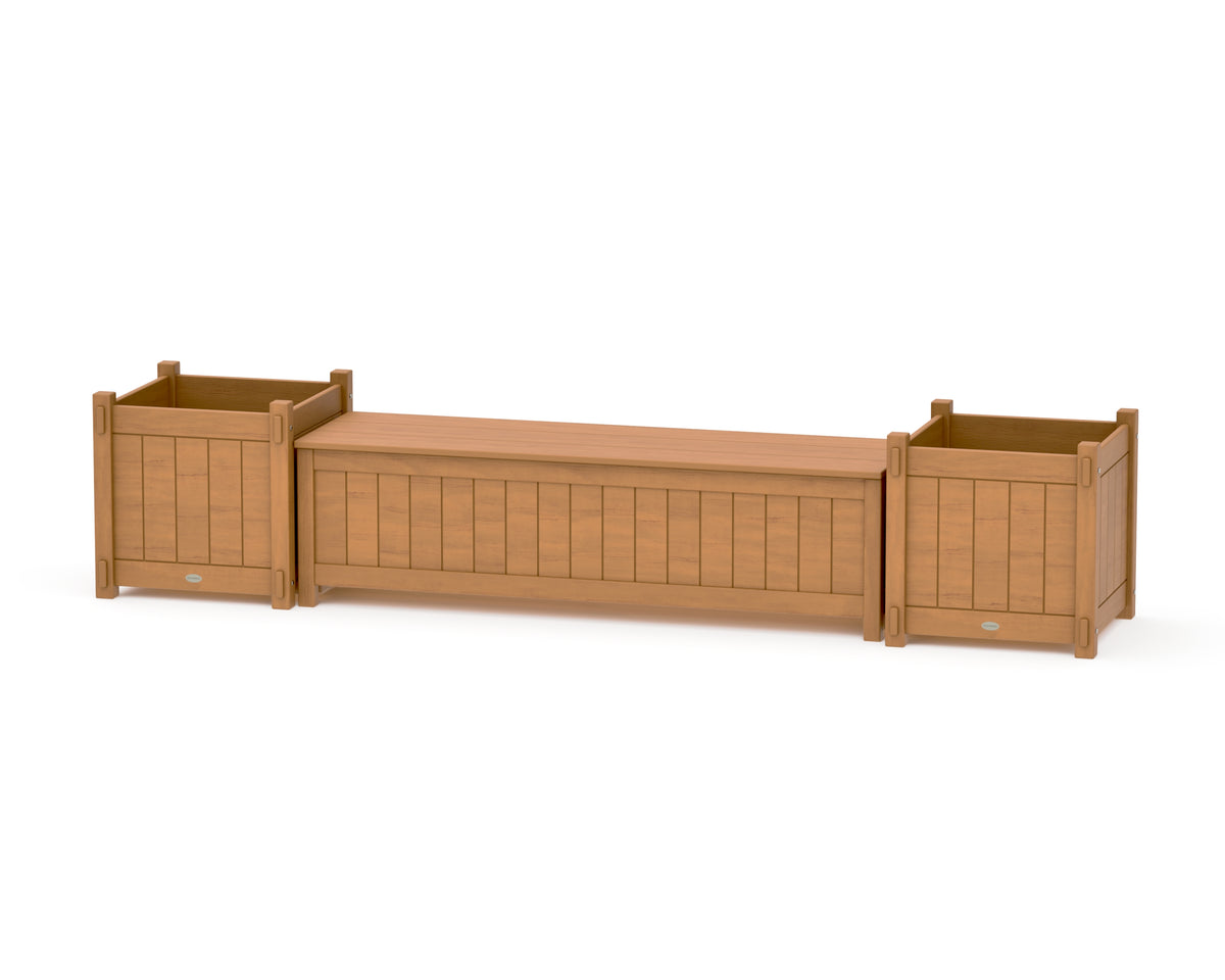 POLYWOOD 60" Vineyard Straight Planter Storage Bench Set - Large in Natural