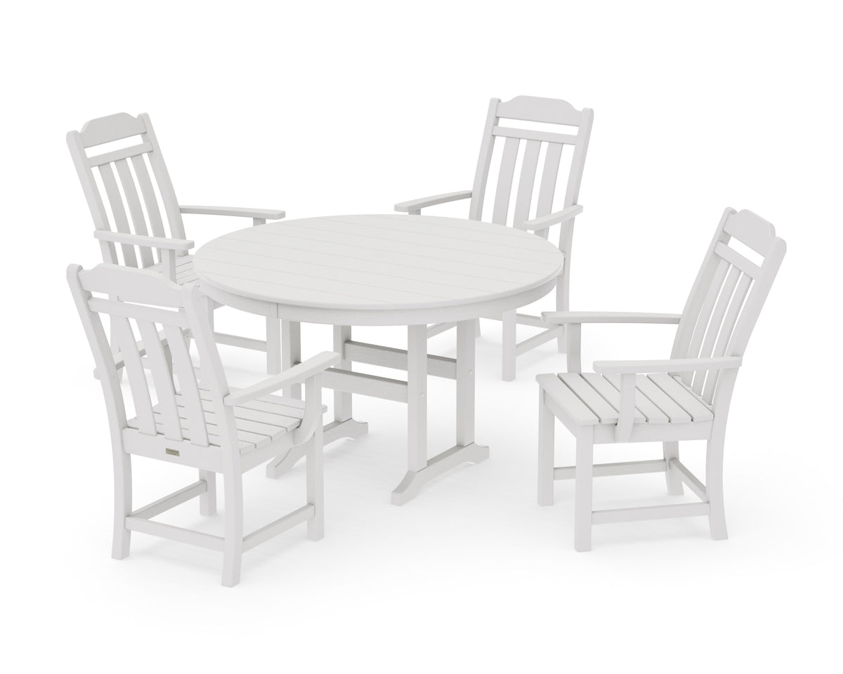 POLYWOOD Cottage 5-Piece Round Farmhouse Dining Set in Vintage White