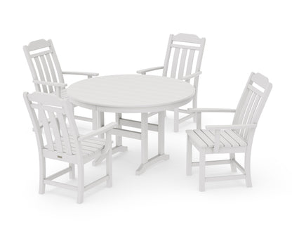 POLYWOOD Cottage 5-Piece Round Farmhouse Dining Set in Vintage White