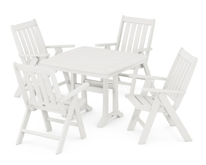 POLYWOOD Vineyard Folding 5-Piece Dining Set with Trestle Legs in Vintage White