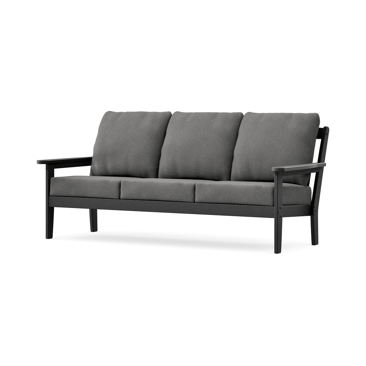 POLYWOOD Cottage Deep Seating Sofa in Black / Ash Charcoal
