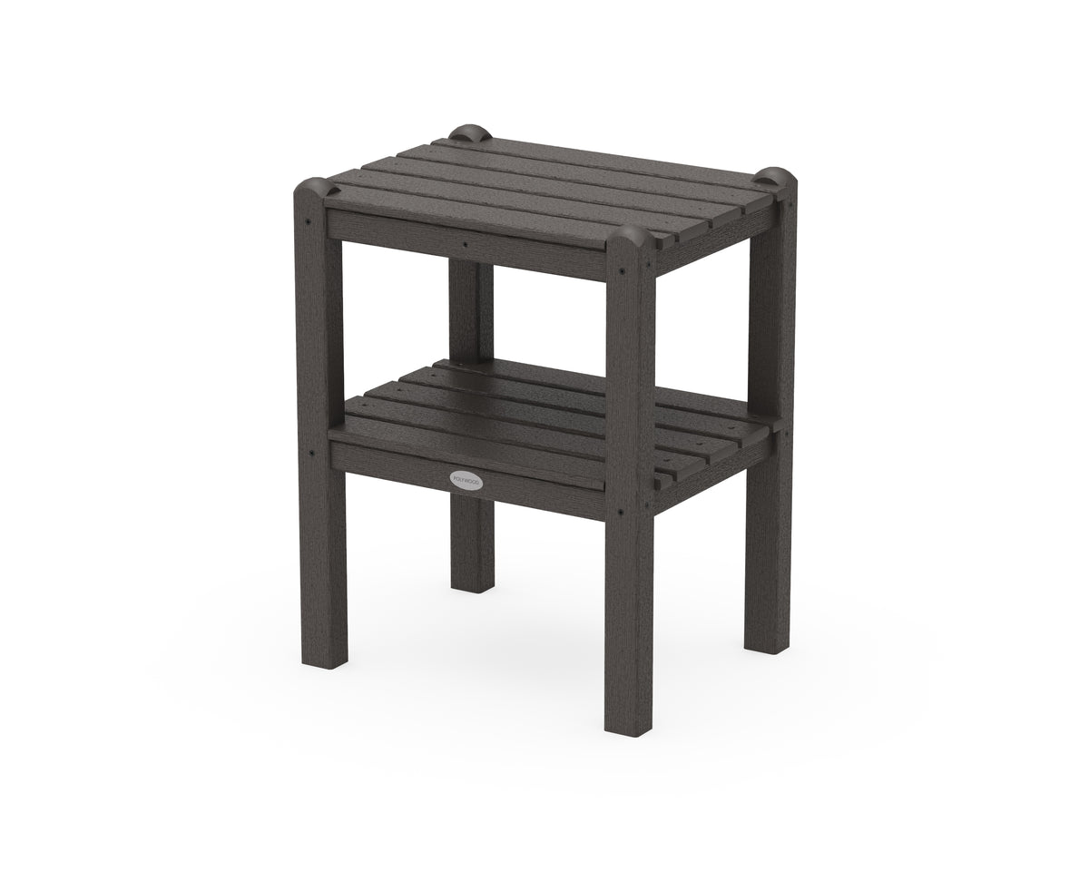 POLYWOOD Two Shelf Side Table in Vintage Coffee