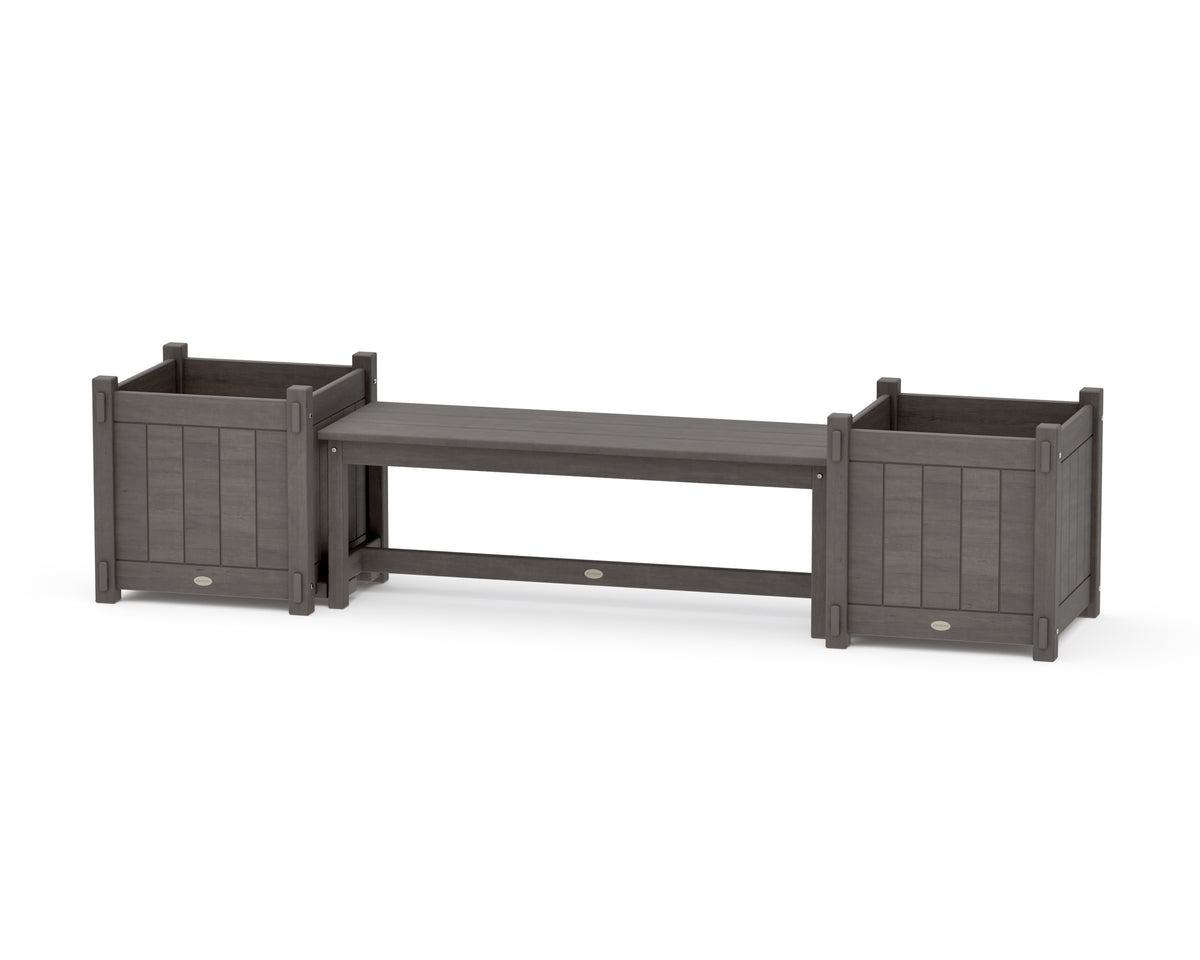 POLYWOOD 48" Vineyard Straight Planter Bench Set - Large in Driftwood