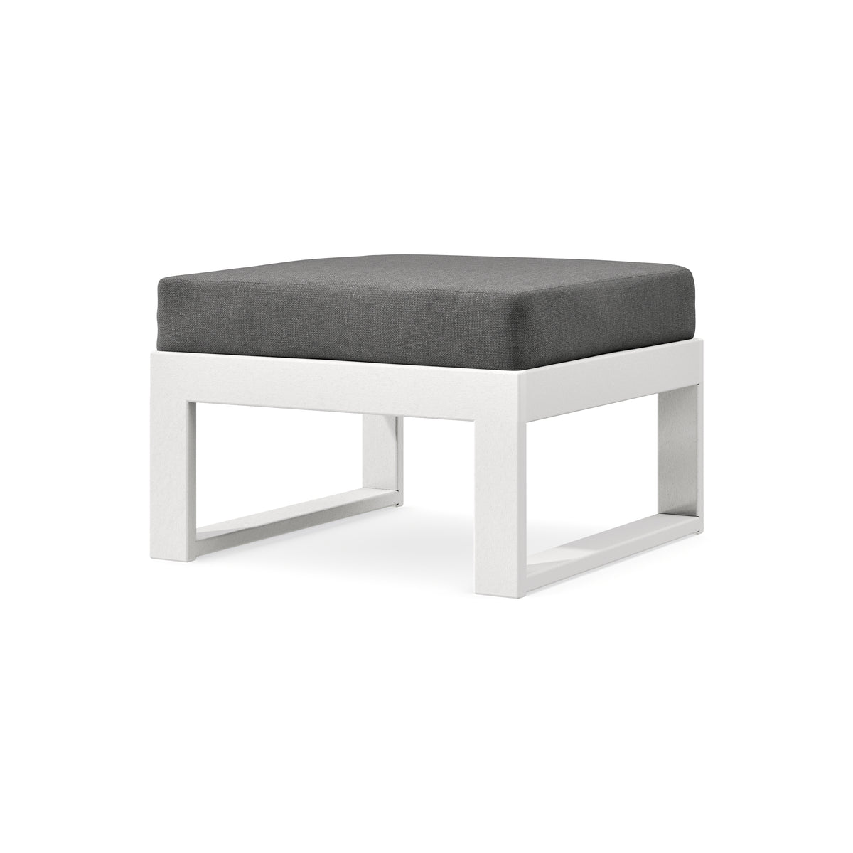 POLYWOOD Modular Ottoman - Modern in White / Ash Charcoal