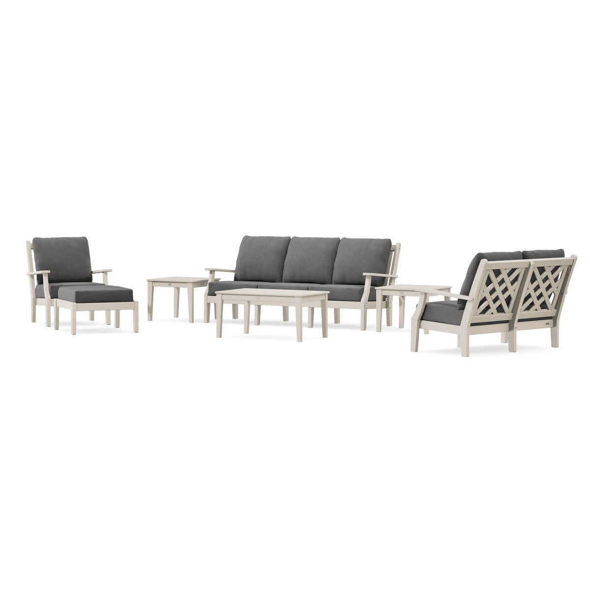 POLYWOOD Country Living Wovendale 7-Piece Deep Seating Set in Sand