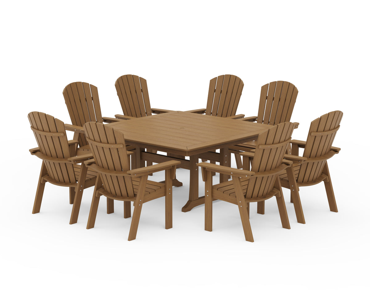 POLYWOOD Nautical Adirondack 9-Piece Trestle Dining Set in Natural