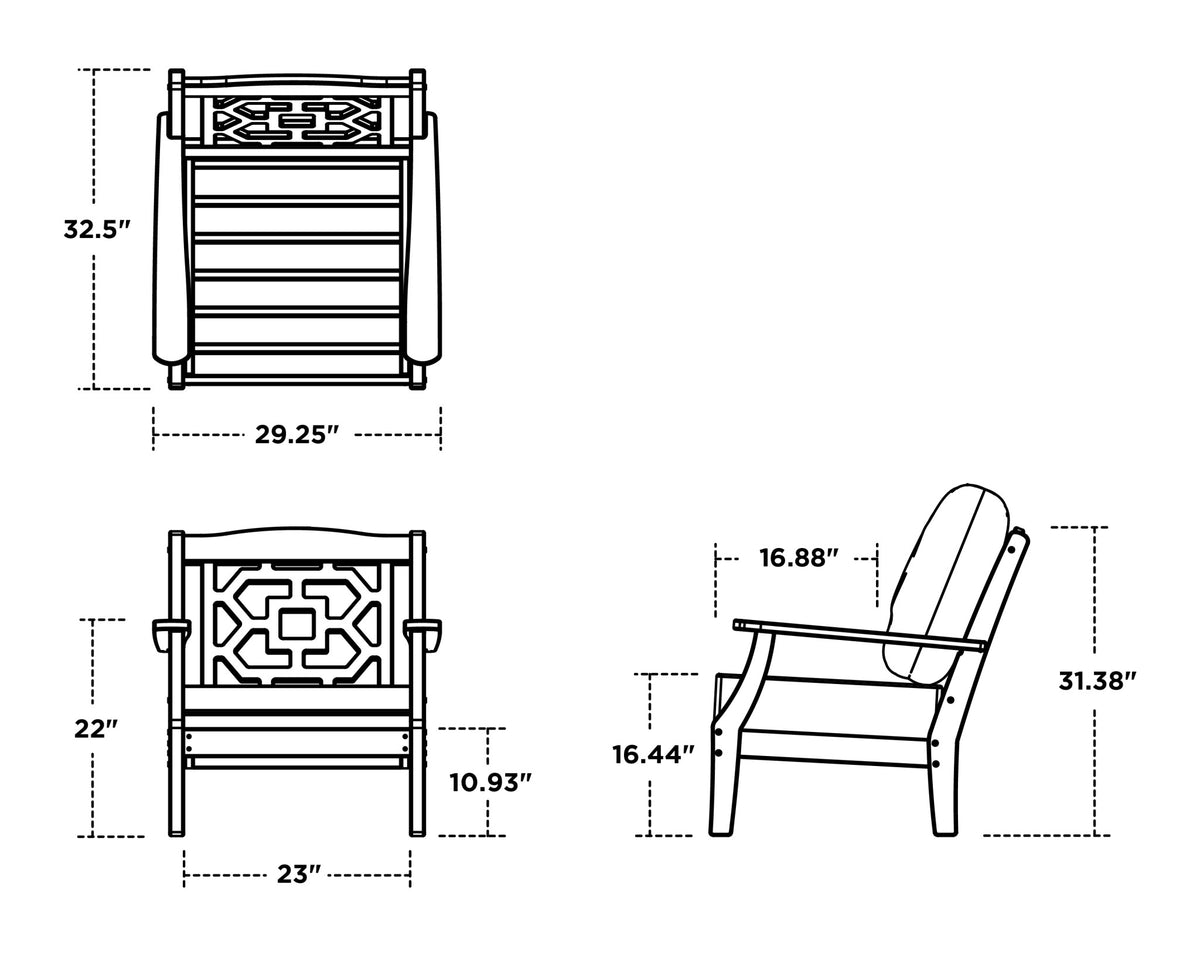 POLYWOOD Chinoiserie Deep Seating Chair dimensions