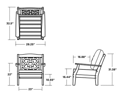 POLYWOOD Chinoiserie Deep Seating Chair dimensions